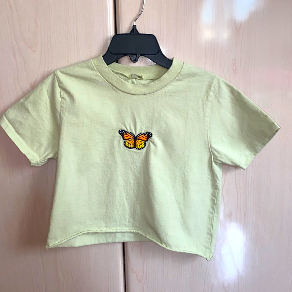Brandy Melville Lime Green Butterfly Top